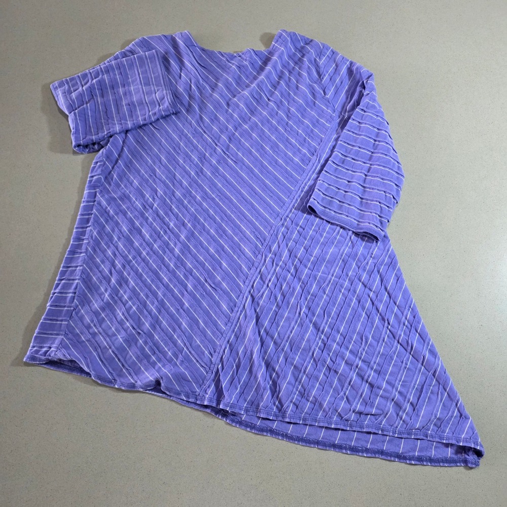 Habitat Purple Striped V-Neck Asymmetrical Cotton Tunic Top 78022 Large - Picture 7 of 11